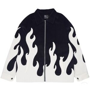 Steady Hands Unisex "Emo Ass" Corduroy Flames Full Zip Jacket Medium Goth Skater
